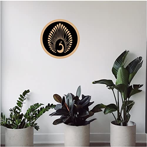 DOTME Peacock Wooden With Vinyl Sticker Decorative Design Wall Decor For Home Kids Bedroom Living Room Hall DIY Art 8 INCH (Black)