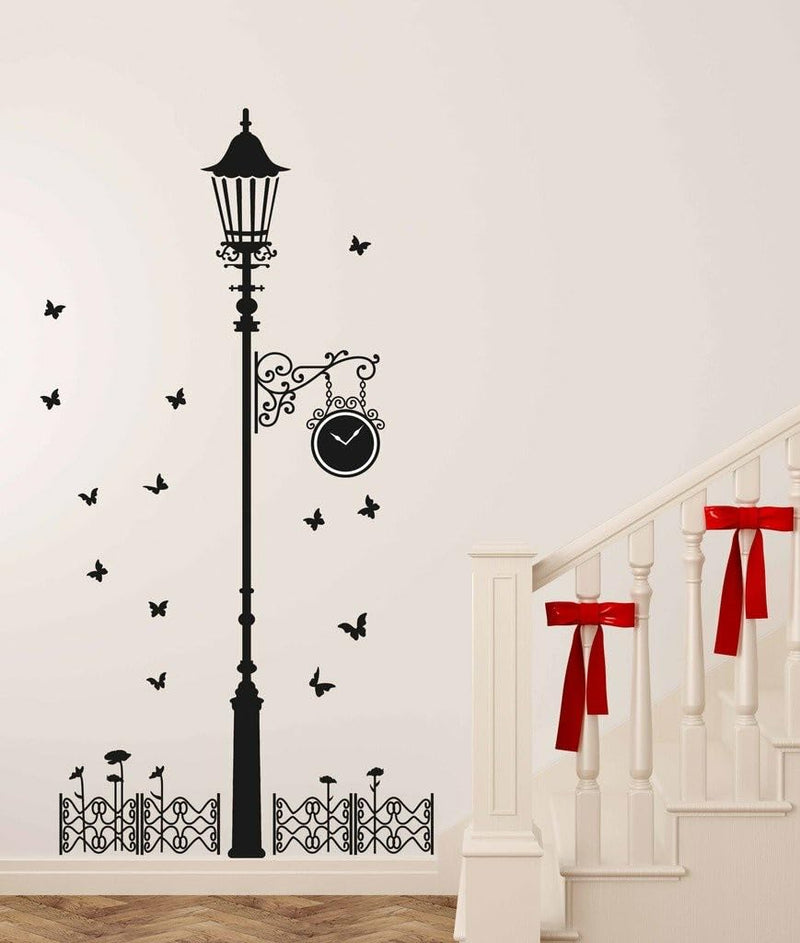 GADGETS WRAP 'Black Antique Street Lamp with Butterflies' Wall Sticker