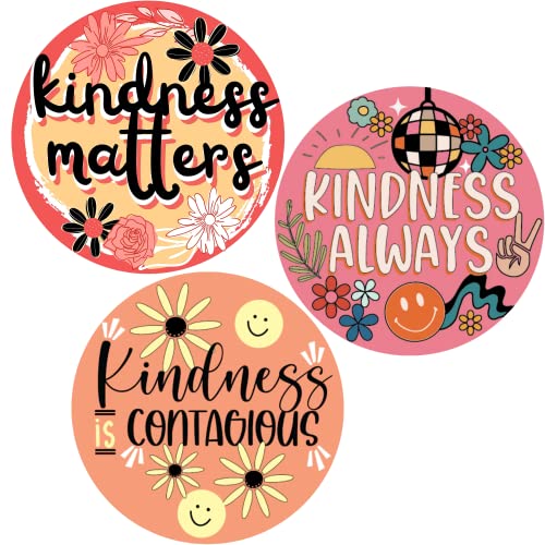 Assorted Kindness Magnets, Inspirational Decals for Car, Refrigerator, and Locker, 5.5 Inches, (Pack of 3)