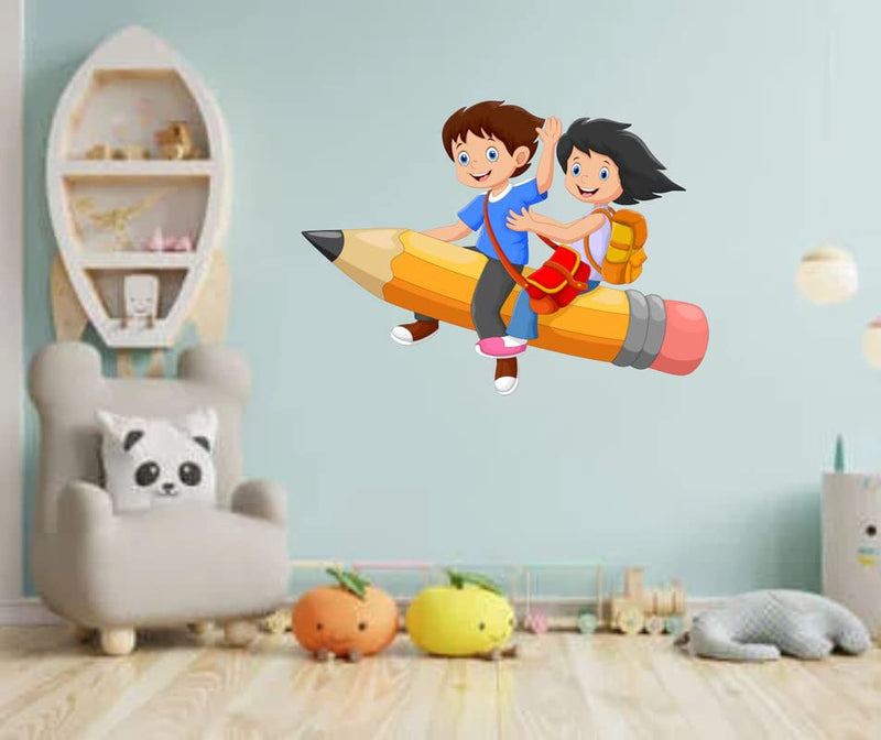 Decoreative Pencil Girl and Boys Wall Sticker