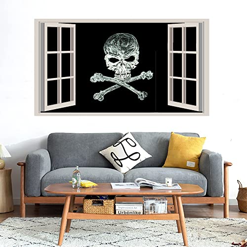 GADGETS WRAP Printed Wall Decal Sticker Fake Window Style Decal (90cm x 50cm) - Skull Danger