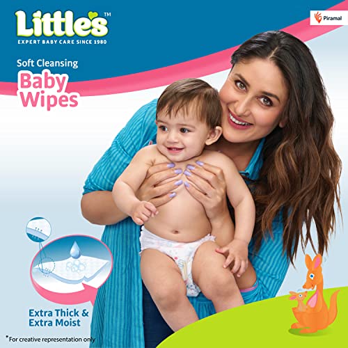 Little's Soft Cleansing Baby Wipes Lid, 80 Wipes (Pack of 2)