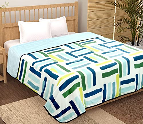 BSB HOME Pure Cotton 120 GSM Reversible Soft Lightweight Printed Double Bed Blanket/AC Dohar/Skin Friendly Dohar-220x230 cm-White & Grey