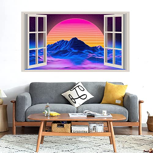 GADGETS WRAP Printed Wall Decal Sticker Fake Window Style Decal (90cm x 50cm) - Sun 9