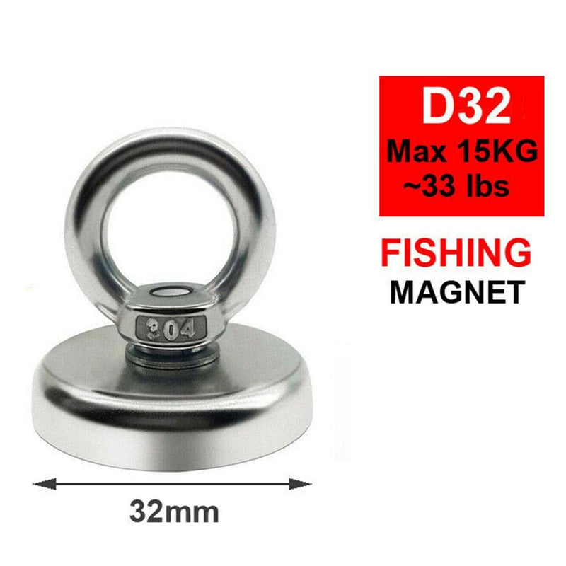 ATORSE Super Strong Magnet Round Fishing Salvage Magnetic Lift Hold D32 Max 15Kg