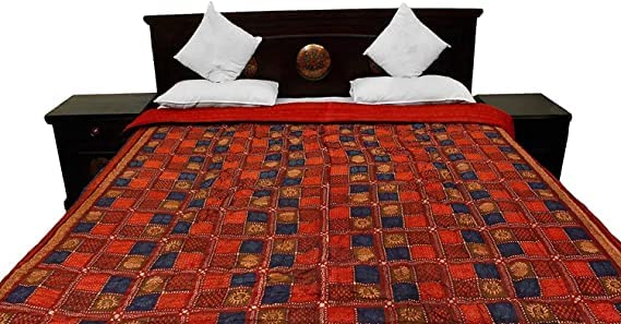 JGD 400 TC Double Bed Organic Cotton Jaipuri Razai Bed Blanket Ac Quilt for Winter and Summer Soft Light Weight Rajasthani Traditional Rajai 85 x 100 inch (DABU, Single)