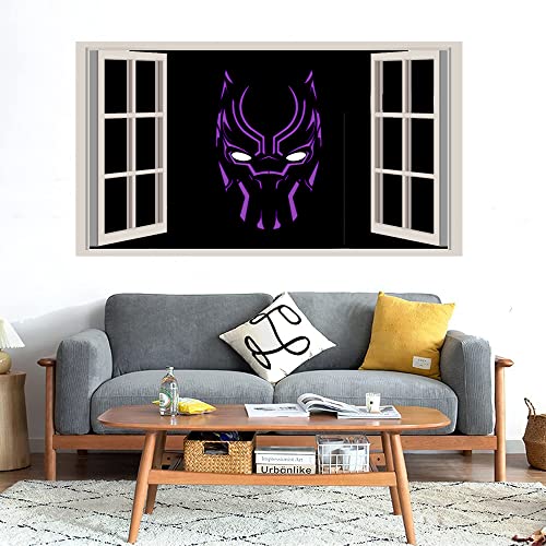 GADGETS WRAP Printed Wall Decal Sticker Fake Window Style Decal (90cm x 50cm) - Panther Purple neon