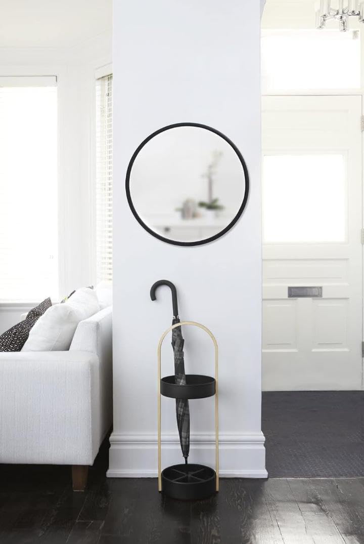 12 Inch Black Round Wall Mirror with Metal Frame Circle Wall MirrorFor Bath Room,Living Room,Dressing Room