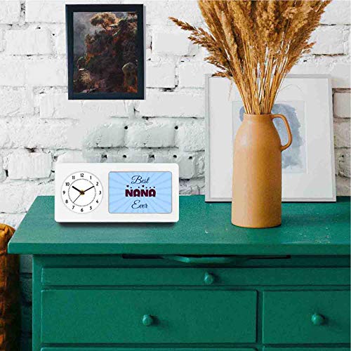 Designer Unicorn Desk/Shelf Clock with Attached Frame Best Nana Ever 9.5 * 4.5 inches