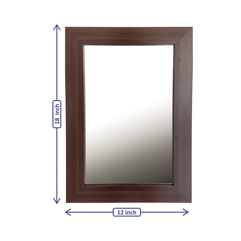 DJ ARTS Wall Glass Bedroom Mirror,Bathroom Mirror,Makeup Mirror/Solid Brown Wood Made (12x18 Inches)