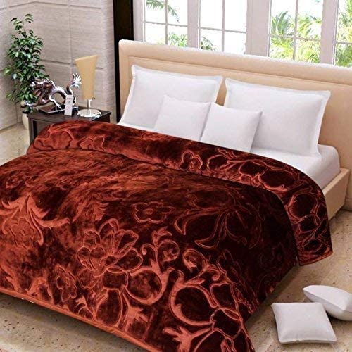 AQRATE Double Bed Blanket Mink Blanket for Heavy Winter Ac Solid Double Bed Blanket Super Soft Light Winter Blanket (Brown), Lightweight