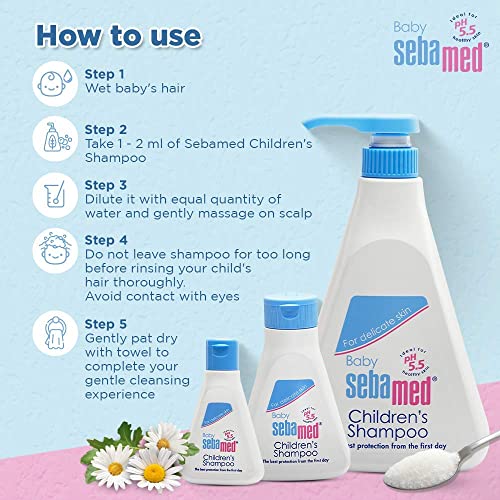 Sebamed Baby Shampoo 500ml|Ph 5.5| Camomile|Natural moisturisers|No tears formula|For delicate scalp