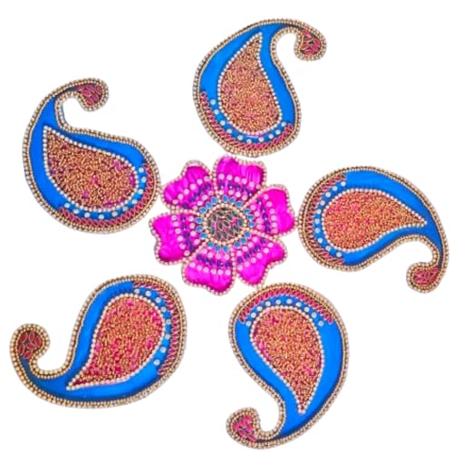 Jeffrey Small Size 6 Pieces Set Rangoli Floor Decor Handicraft (Small)