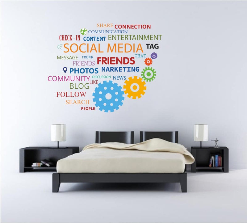 Divine Printry Social Media Design Wall Sticker Size - (56 * 43) cm - (DP0000557L)