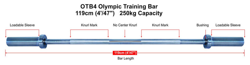 USI UNIVERSAL THE UNBEATABLE Olympic Barbell Rod OTB4 (4 Feet) Barbell Bar For Bench Press, Bieceps, Triceps Trining CrossFit Training, 28mm Olympic Barbell Bar For Weightlifting, Powerlifting