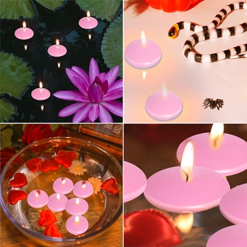 20 Pcs Floating Candles Centerpieces, 1.5 Inch Unscented Floating Candles Small Decoration, Floating Candles Vases for Valentine's Day, Thanksgiving, Wedding (Pink)