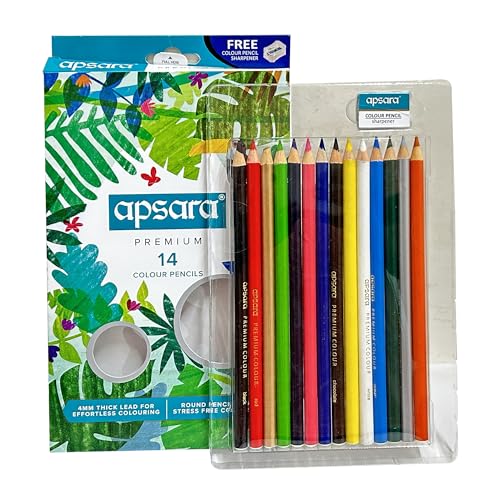 Apsara Kit, Premium 14 Color Pencils, 24 Wax Crayons, Skater Sparkle Gel Pen, Premium Dark Pencils, Briefcase Shaped Pack For Convenient Storage, Fun Kit For Children, Multicolor