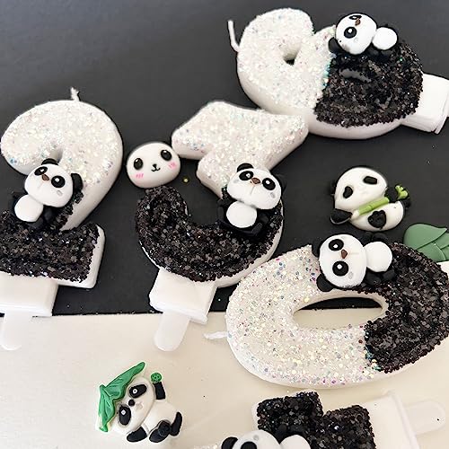 Black Number 9 Candle,Panda Birthday Cake Candles for Kid Adult Number Birthday Candles Party Supplies