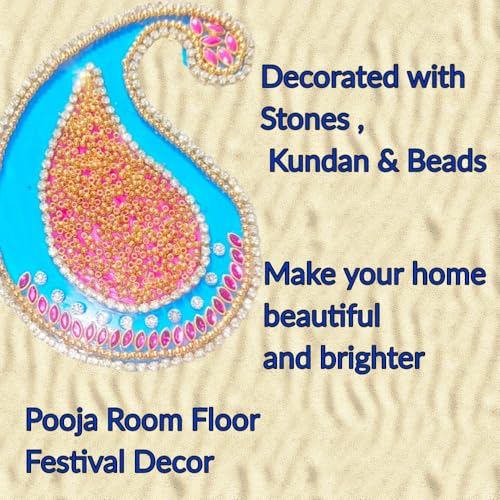 Jeffrey Small Size 6 Pieces Set Rangoli Floor Decor Handicraft (Small)