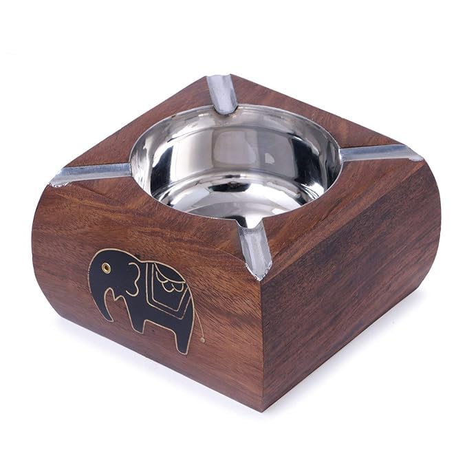 U.S Enterprises Handcraft Ashtray with One Drawer for Cigarette, Ashtray for Cigarette |Gift Items|Natural wood ashtray|Wooden smoking tray|Classic wooden ashtray