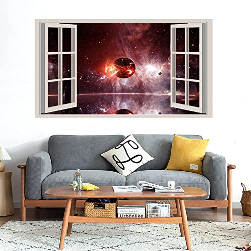 GADGETS WRAP Printed Wall Decal Sticker Fake Window Style Decal (90cm x 50cm) - Watching Galaxy in Office