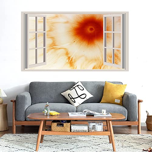 GADGETS WRAP Printed Wall Decal Sticker Fake Window Style Decal (90cm x 50cm) - Orange Water Effect