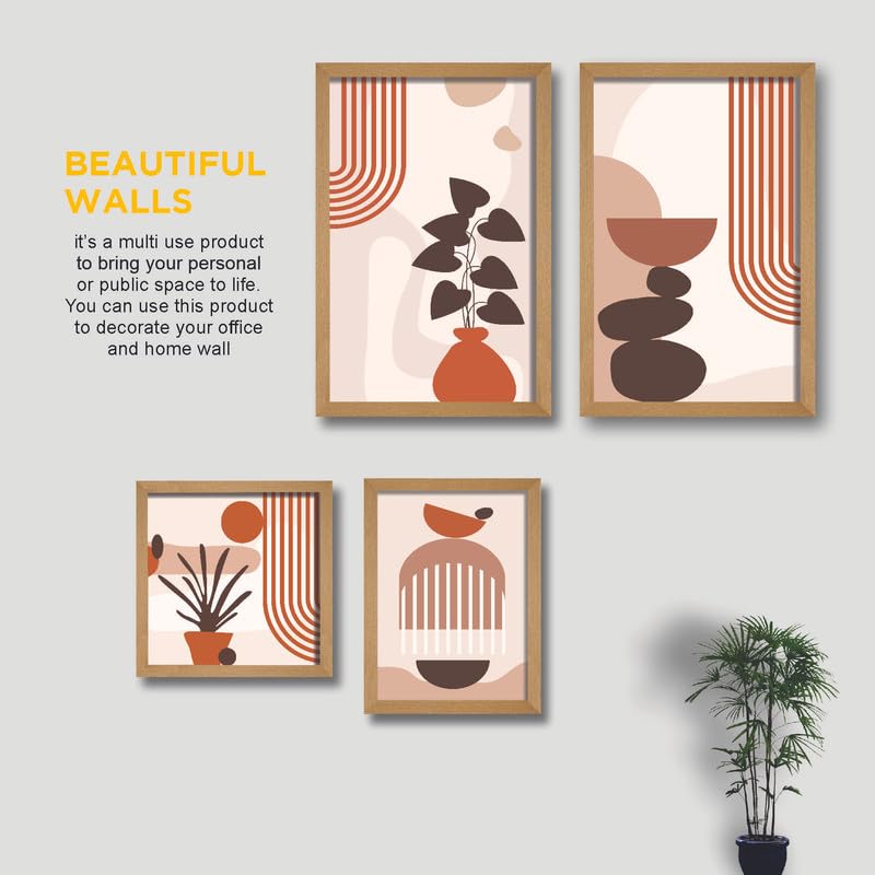 SAF paintings Set of 4 Modern Art Premium Brown frame painting for Wall Decoration SA-B10M2K1N1