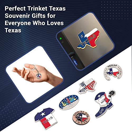 Texas Bundle Souvenir Gift Metalic Magnet Set Fridge Magnet with Texas Souvenir Hat, Boot and God Bless Texas Key Chain (Magnet 12pcs Keychain 3 pcs)