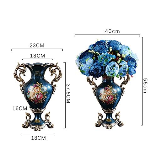 Retro Vase with Artificial Flowers Set, Fake Flowers Ornaments, Home Accessories, Home Decor and Table Centerpieces Vase