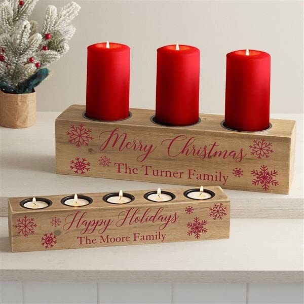 Winter Wonderland Personalized 3 pc. Wood Pillar Candle Holder