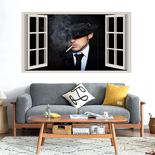 GADGETS WRAP Printed Wall Decal Sticker Fake Window Style Decal (90cm x 50cm) - Smokes Gentlemen