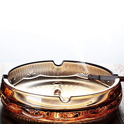 Sizikato Amber Crystal Glass Ashtray.