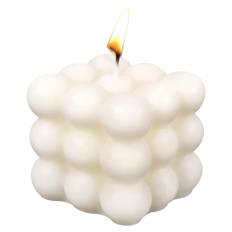 AD ART CREATIONS A Grade Perafin Wax, Cute White Bubble Candles for Home, Holiday, Wedding & Party, Dinner Table, Halloween,Christmas (White) 2x2 Inch Unscented Pack of 5