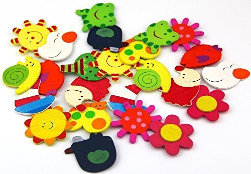 CraftDev Wooden Nature Theme Magnets - Set of 48, Multicolour