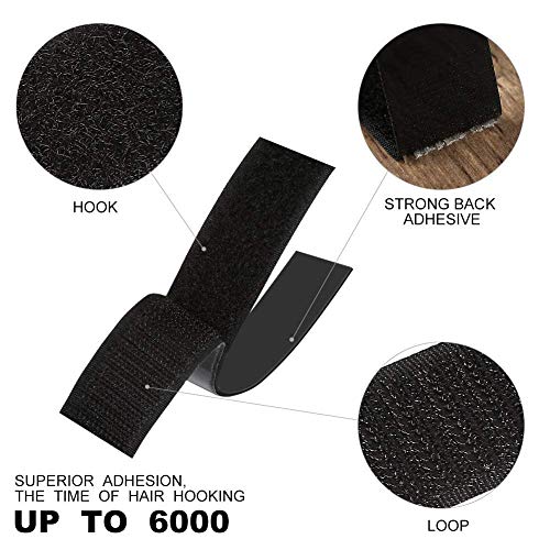 Sunkizzrs® 5m Hook + 5m Loop (Width-25mm) Tape Roll Strips with Adhesive Back Mounting Tape for Picture and Tools Hanging Pedal Board Fastening Black Stick-On Tape