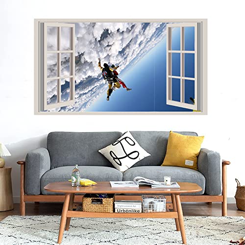 GADGETS WRAP Printed Wall Decal Sticker Fake Window Style Decal (90cm x 50cm) - Skydiving