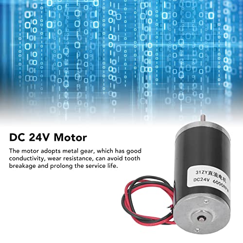 Ubersweet® DC 24V Motor, High Torsion Metal Gear Wear Resistant Permanent Magnet Motor Adjustable Speed for Smart Toys (6000RPM)