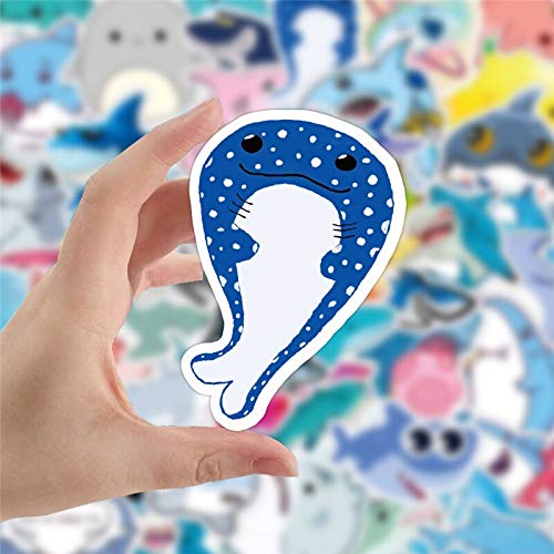 iDream Self-Adhesive Shark Theme Car DIY Waterproof Stickers for Suitcase Laptop Bicycle Helmet (Set of 50) (Multicolour)