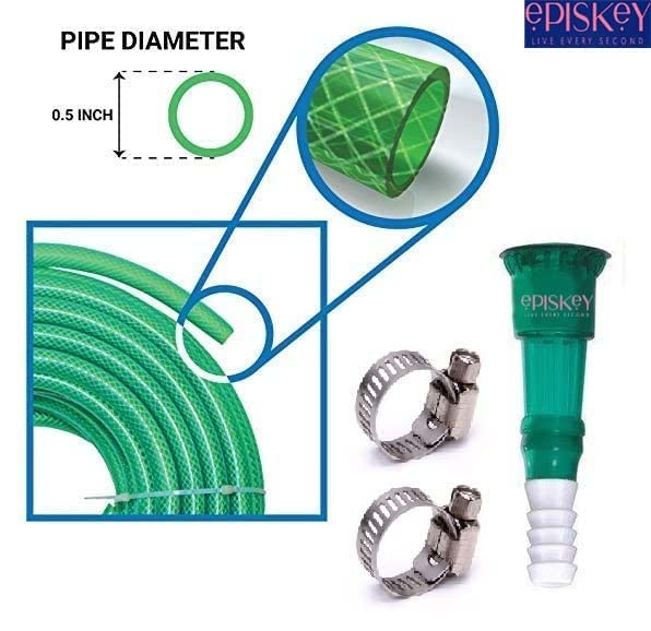 EPISKEY Heavy Duty Expandable Garden Hose Flexible Water Pipe with Double Latex Core Brass Nozzle Water Spray Gun Braided Outer Layer Small No Kink Hose (Multicoloured) (10 Meter)