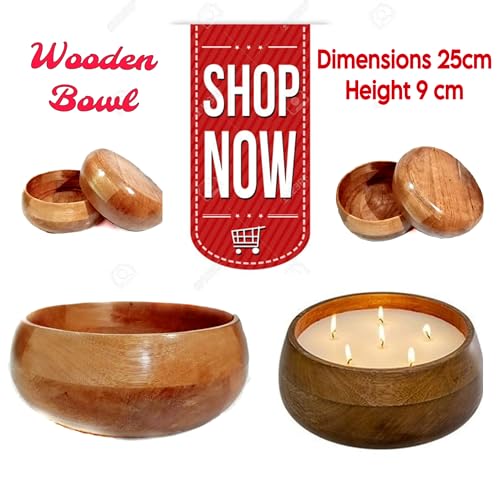 Wooden Candle Bowl Jar