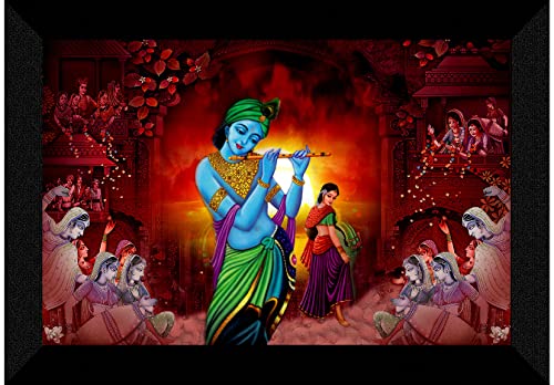 SAF paintings Pack of 1 Radha krishna religious modern art wall painting with framed for living room 11 inch x 14 inch CANFM31337