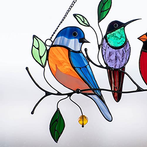 Bird Painting Window Decoration Birds Wall Art Ornaments Window Hanging Decorations, 4 Birds-Daerzy