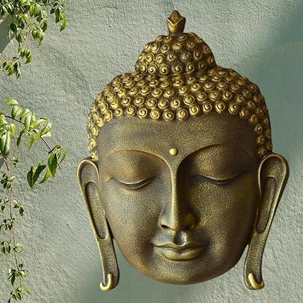 Shawshank 3 Feet Buddha Face Wall Hanging Mural Showpiece for Home Entrance Decor, Office, Study Room - Idol Statue Shri Buddha face Wall Mount