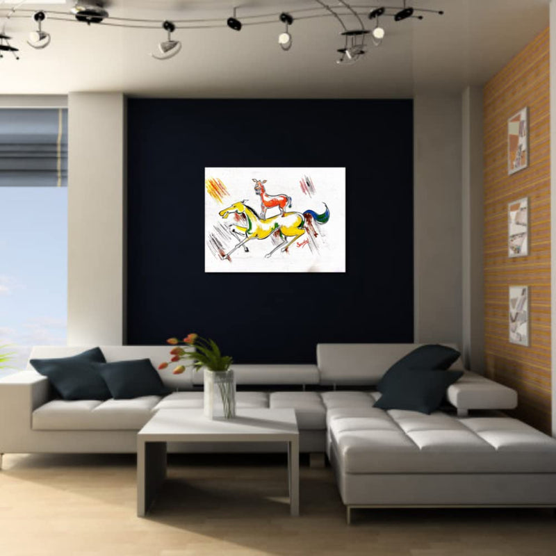 Sonajuri Arts | Rocking Horse Handmade Painting By Majnu Bhai From Welcome Movie - Anil Kapoor – Acrylic Painting – Souravi Das Decorative Gift Item Painting, Floral, Multicolor