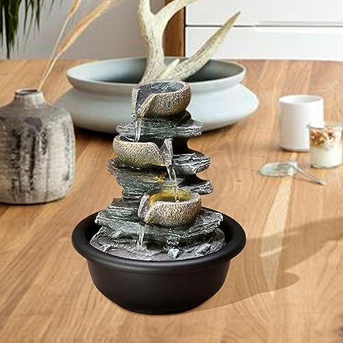 CALANDIS® Indoor Waterfall Fountains Meditation Relaxing Office Decor Desktop Fountain Pan | 1 Tabletop Fountainâ (EU Plug)