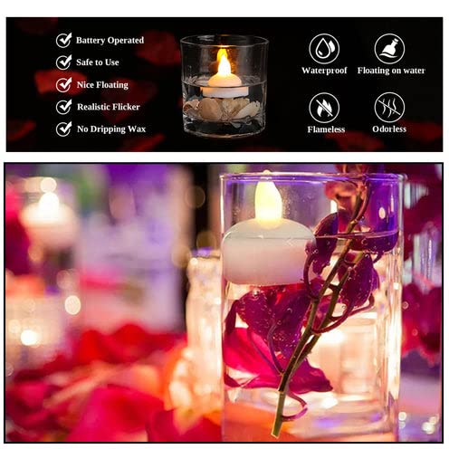 TechKing SET of 24 FLAMELESS FLOATING CANDLES BATTERY OPERATED TEA LIGHTS TEALIGHT CANDLE - DECORATIVE, WEDDING