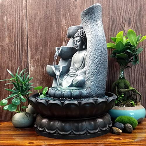 CALANDIS Buddha Tabletop Fountain LED Lights Zen Rock Water Waterfall Home Deck Decor | Home & Garden | Home D?©cor | Indoor Fountains