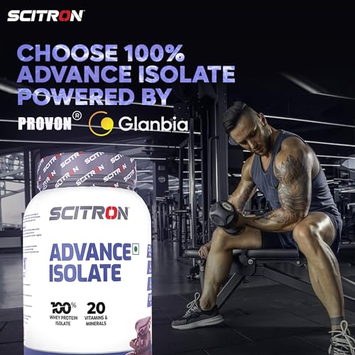 Scitron Advance Whey Protein Isolate 1Kg - Chocolate Fantasy (28.5 Servings | 27.4g Protein per Serving | 20 Essential Vitamins and Minerals | Easy-Mix Formula)