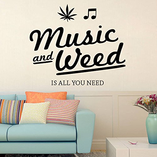 Sticker Hub 'Music and Weed' Wall Sticker for Living Room, Bedroom, Office, Hall Home Decor (Vinyl, Standard Size, Multicolour) DKHS0468M