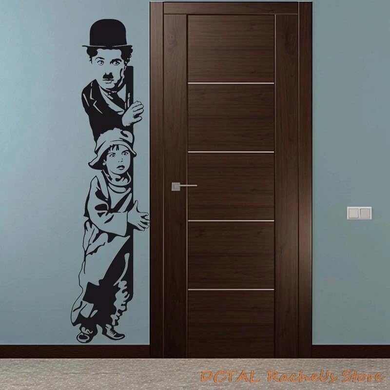 GADGETS WRAP Wall Decal Vinyl Sticker Chaplin and Kid Movie Star for Office Home Wall Decoration